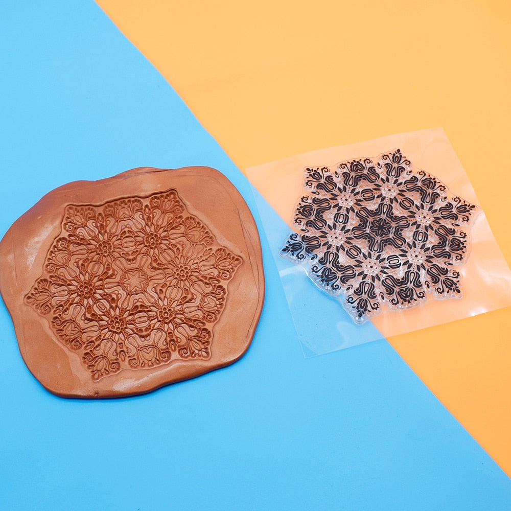9cm Mandala Pottery Polymer Clay Texture Sheets Embossing Stamp