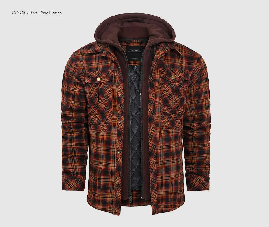 Woodsman Cotton Plaid Hooded Jacket Thick Warm Winter Plaid Shirts