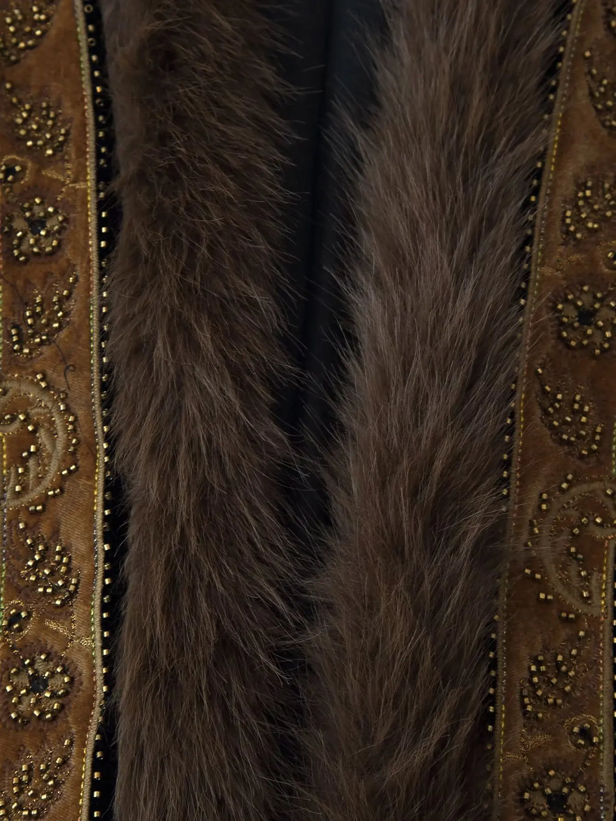Dharma's Bead Stitched Vest Faux Fur Lined Vest