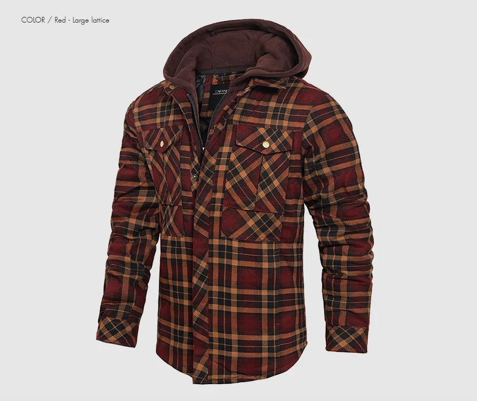 Woodsman Cotton Plaid Hooded Jacket Thick Warm Winter Plaid Shirts