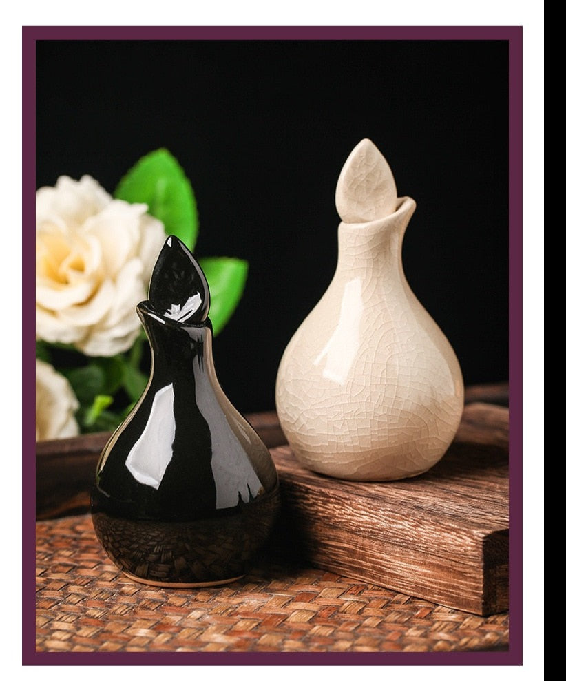 Leaf Cracked Glaze Essential Oil Pots 100ml Ceramic Aromatherapy Scented Home Decor Bottle