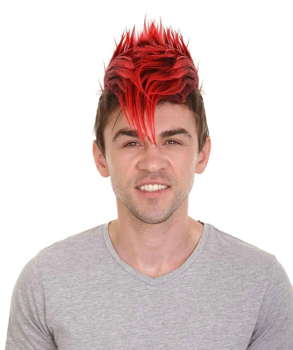 Mohawk Wig in Red & Black Adults Short Hair Wigs Halloween Costume Cosplay