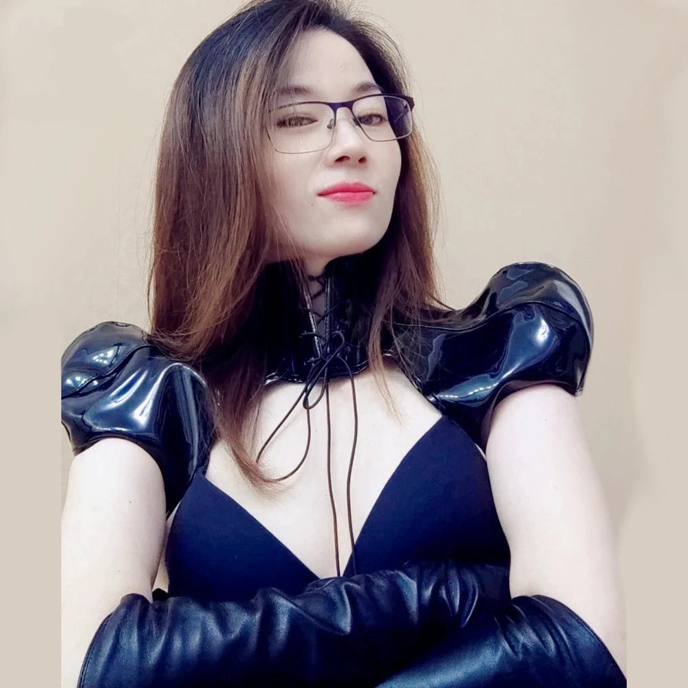 Lady Kolohe Black Patent Leather Lace Up Bolero Made To Measure