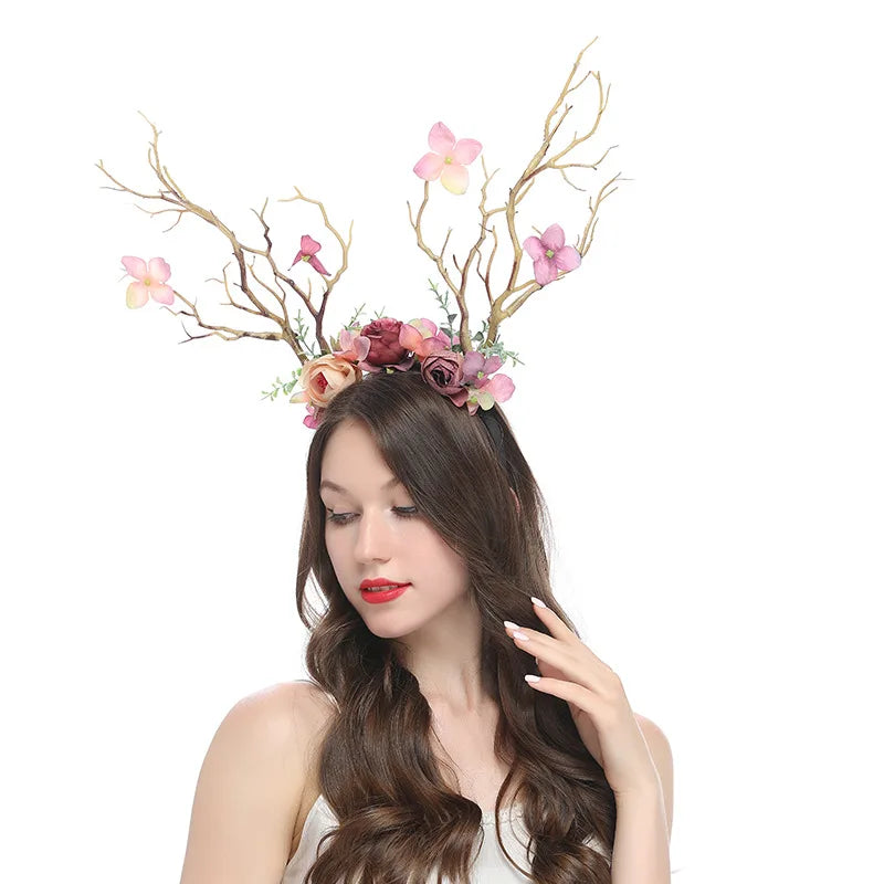 Midsummer Night Deer Antlers Tree Branch Headband