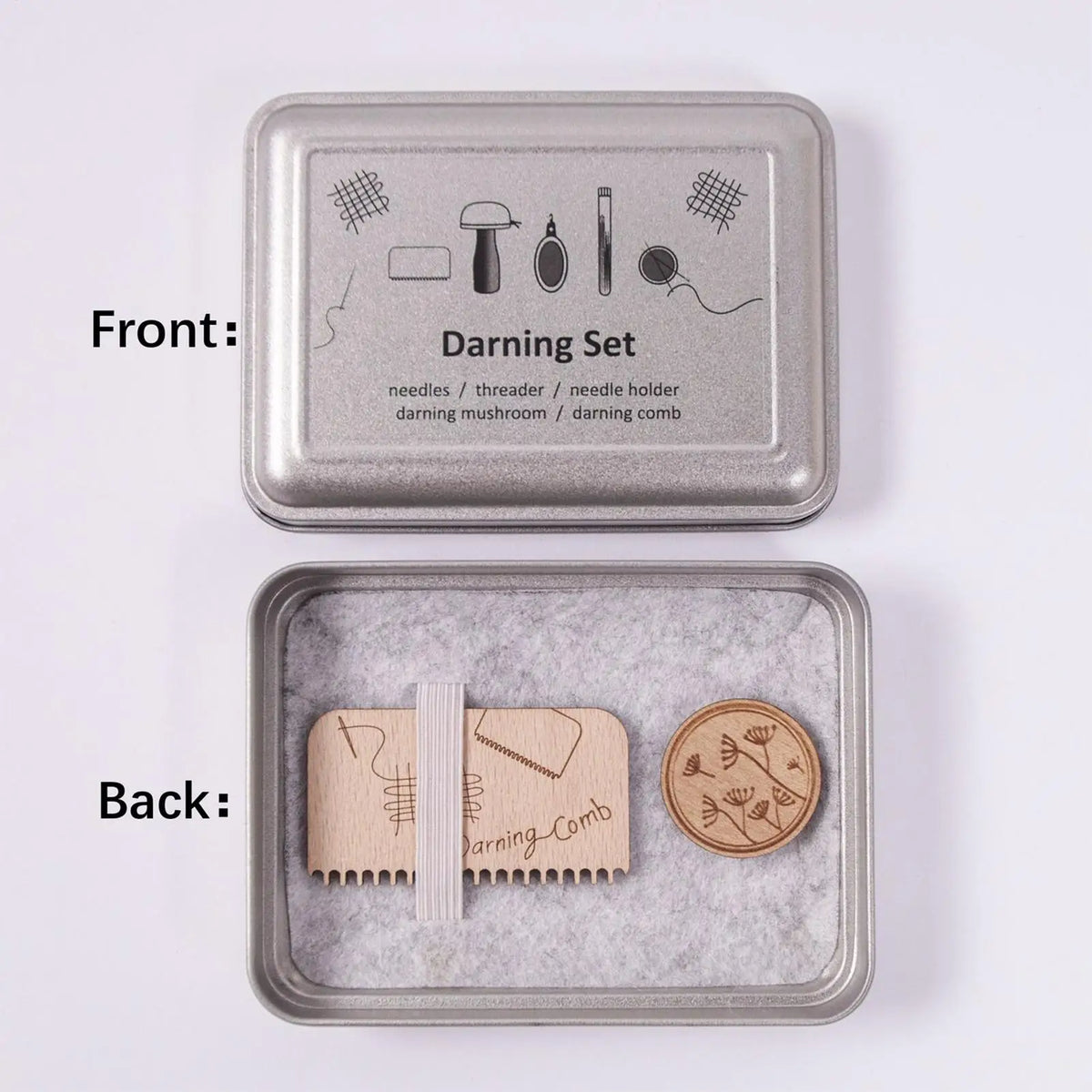 Wooden Mushroom Darning Kit Loom Complete Craft Supplies Sock Repair Kit Mending Tool For Embroidery DIY Crafts Clothes Fabric