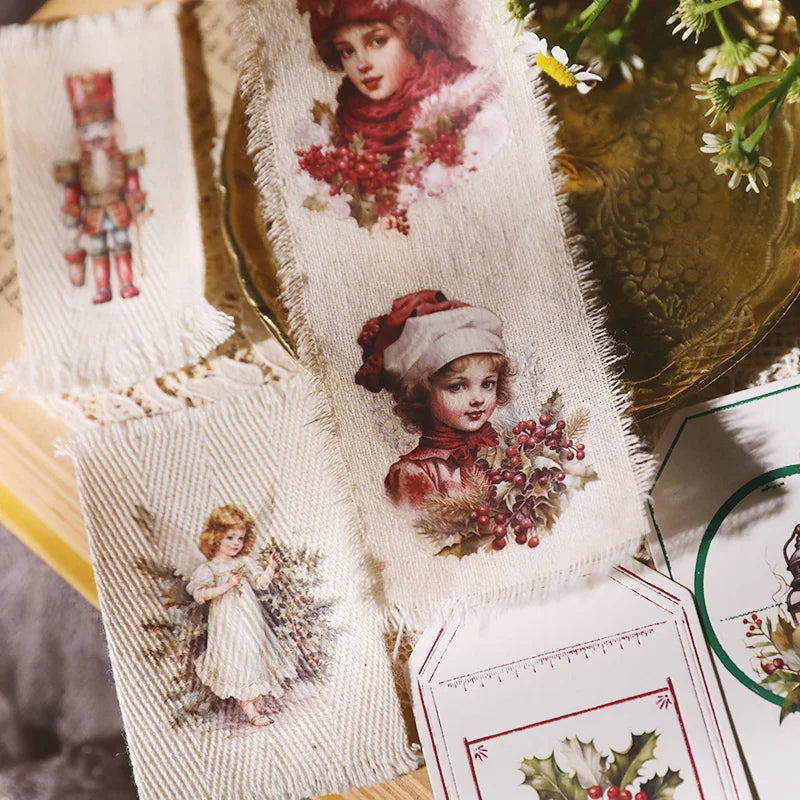 Vintage Christmas Snowman RUB ON Transfer Stickers Junk Journal Mushroom DIY Scrapbooking Craft