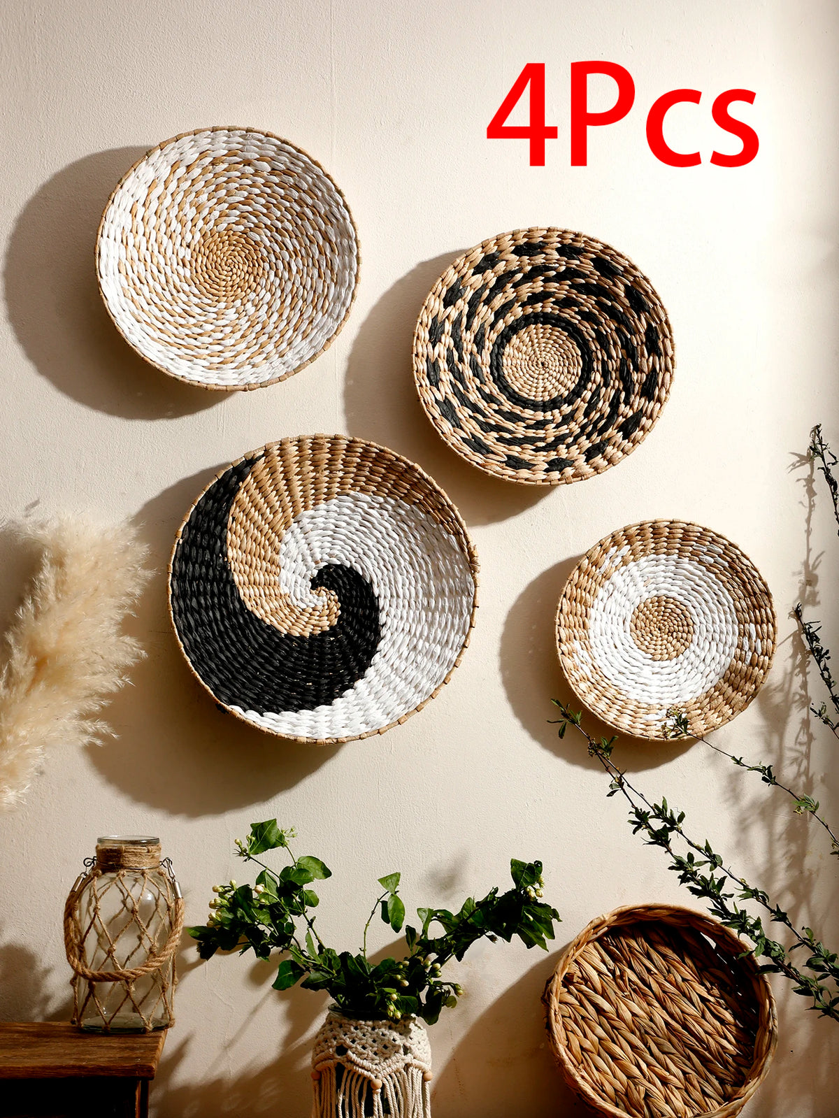Seagrass Wall Basket Boho Home Decoration Handmade Natural Wall Art