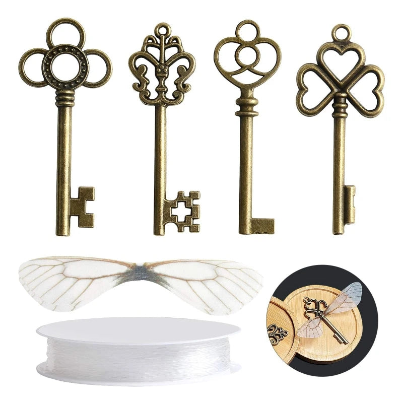 DIY Flying Antique Skeleton Keys Charms with Dragonfly Wings DIY Jewellery Making
