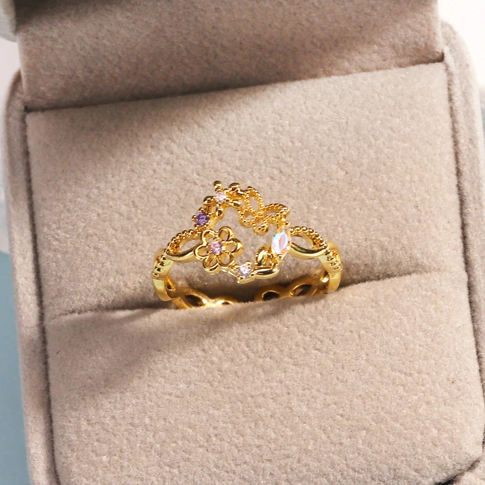 Sweet and Dainty Colourful Zircon Rings Gift Idea