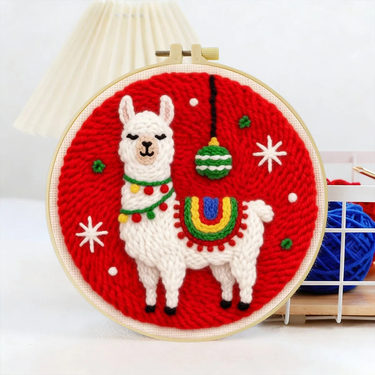 Christmas Alpaca DIY Needle-Punch Embroidery Set For Adult Beginner DIY Gift