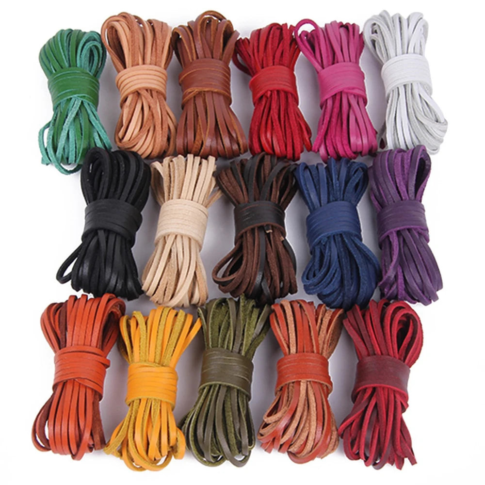 5 Meters Flat Genuine Leather Cord Strip Leather Coloured Ribbon Leather Jewellery Making