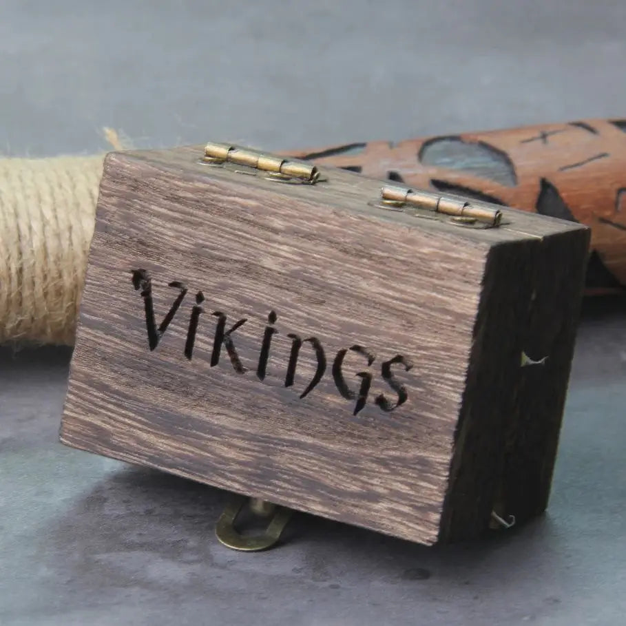 Viking Rope Stainless Steel Huggie Hoop Earrings for Men with Wooden Box