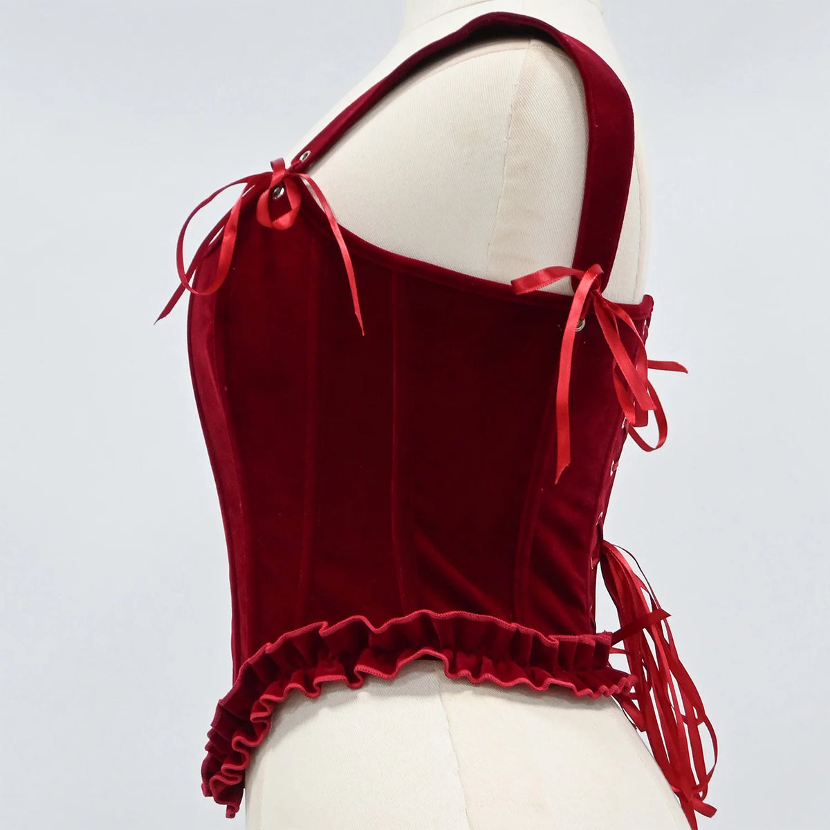Delphine's Velvet Corset Over Bust Lace Up Boned Bodice 4 Colours