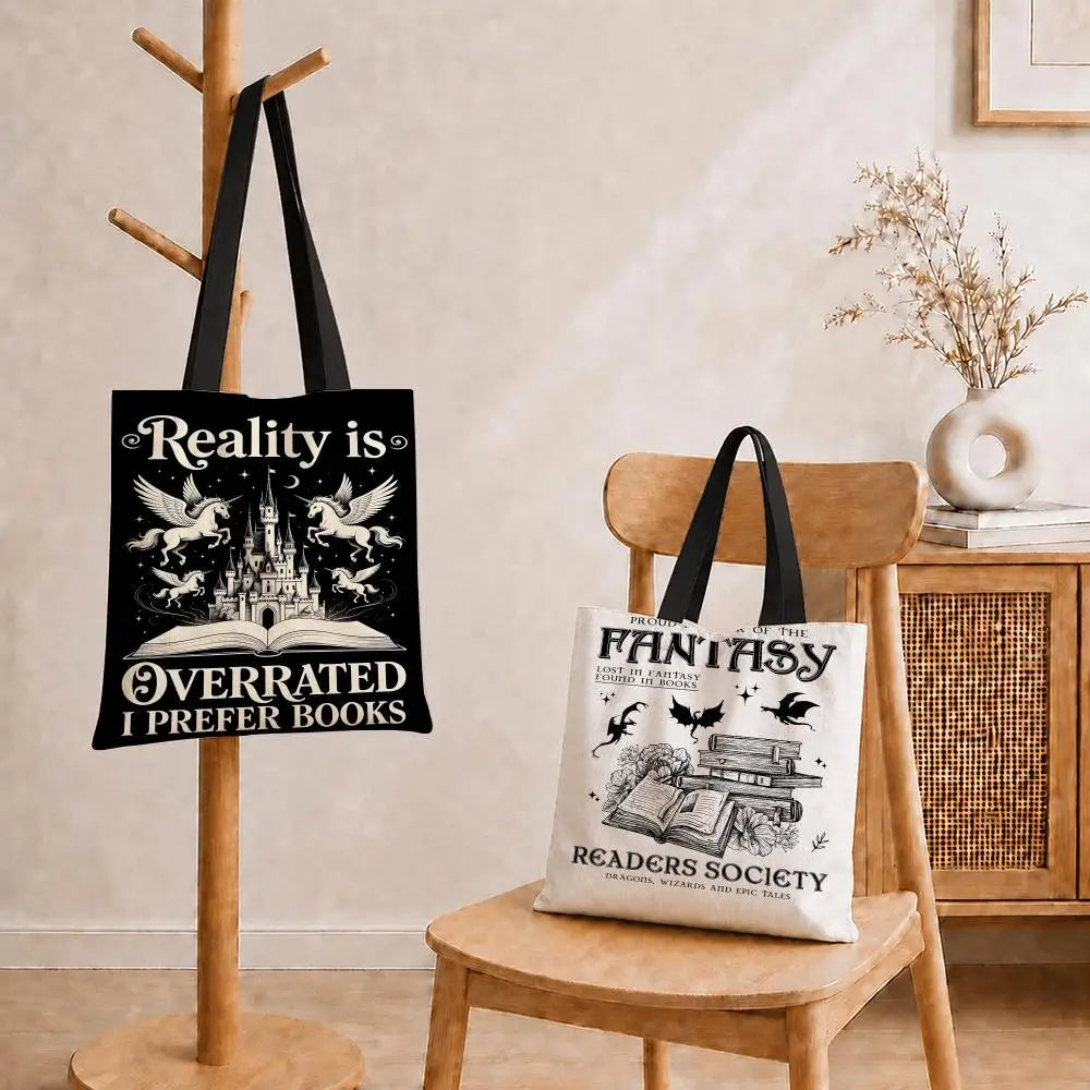 Fantasy Readers Society Canvas Totes B-Bag Storage Bags Large Capacity Shopping Bag