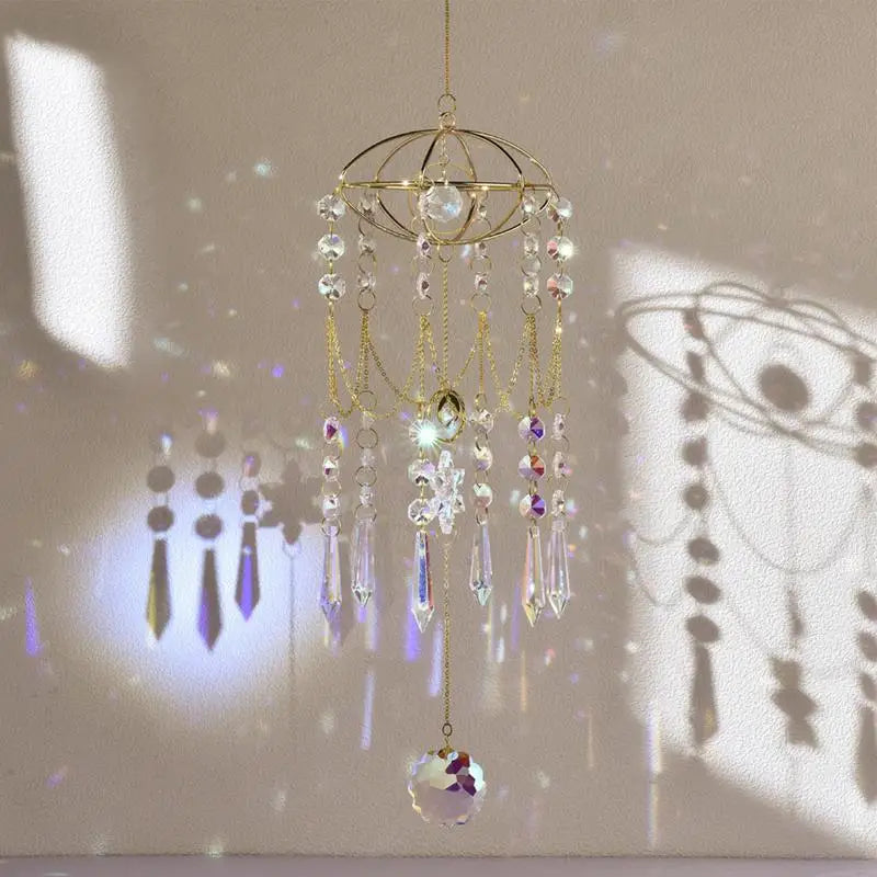 Garden Chandelier Outdoor Sun Catcher Crystal Prism Hanging Rainbow Maker