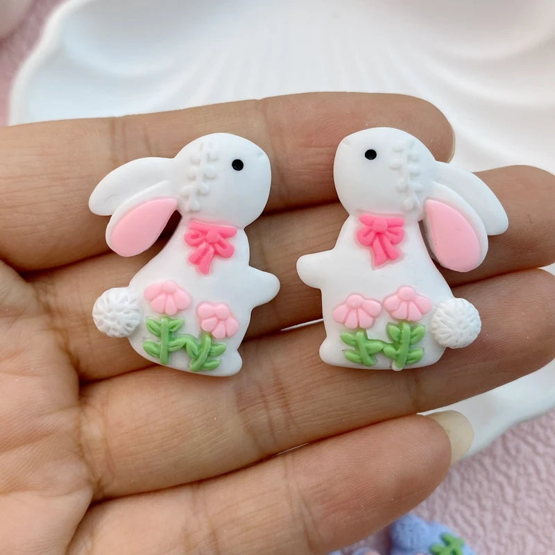 10Pcs Mini 25*30mm Rabbit Flat Back Resin Scrapbooking DIY Jewellery Craft Decoration