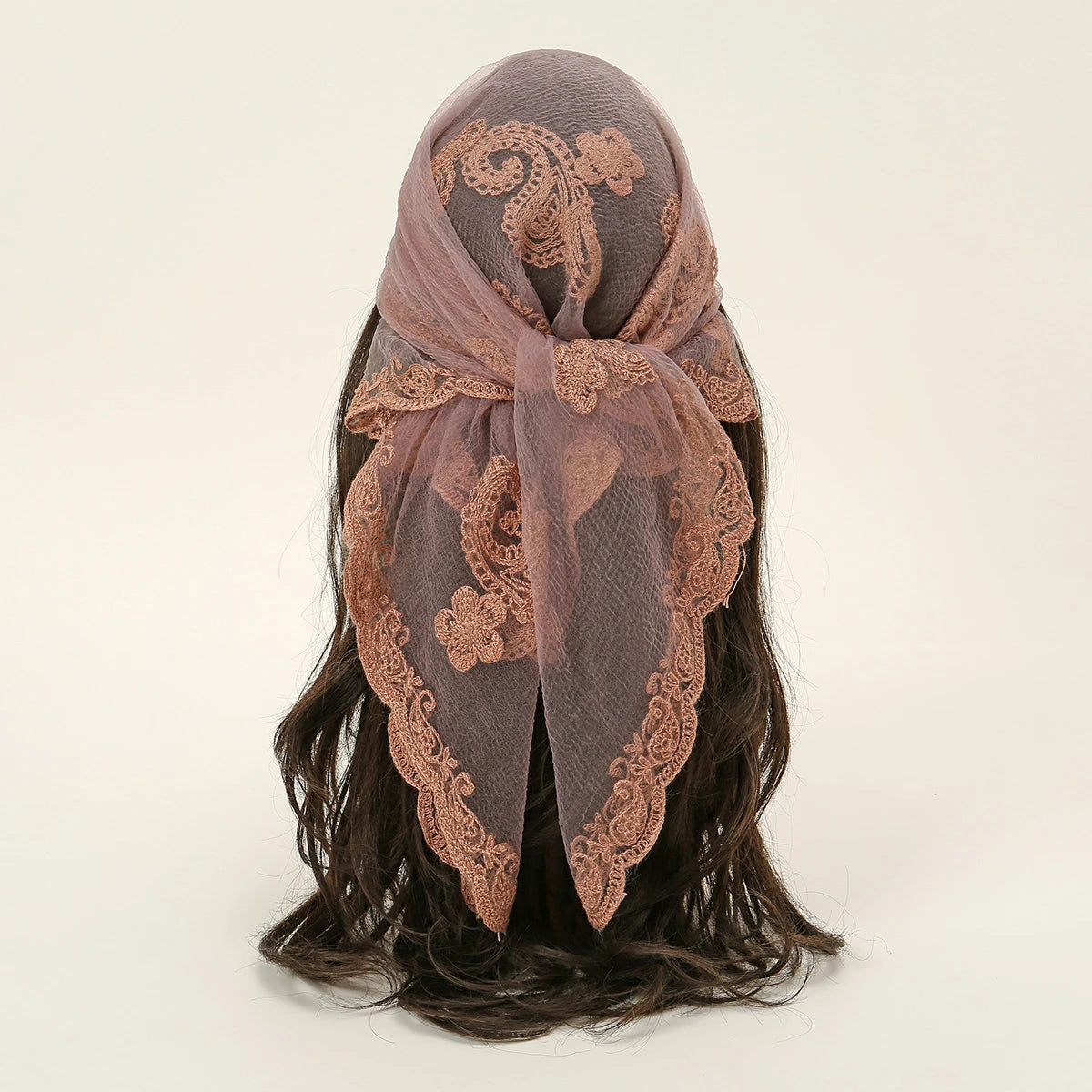 Lace Paisley Embroidered Square Bandana Scarf 23 Colours