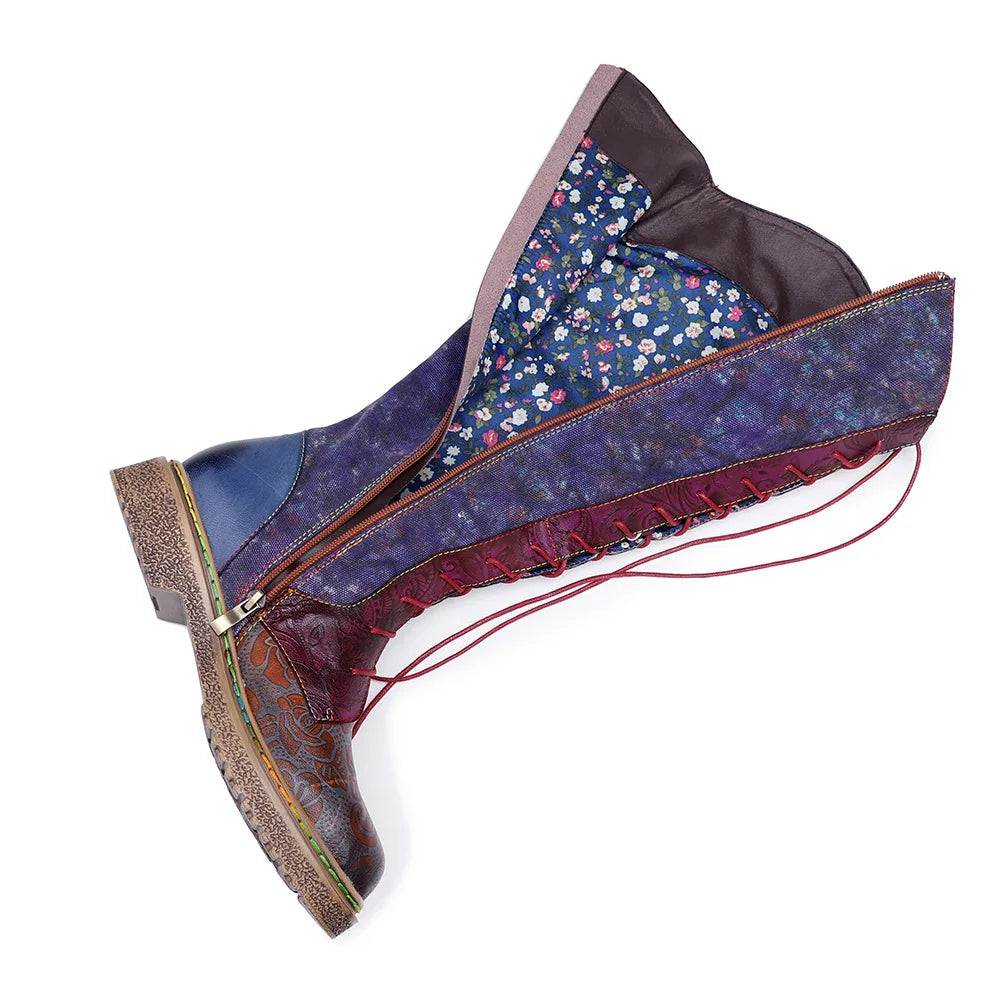Wanda's Purple Genuine Leather Motorcycle Boots