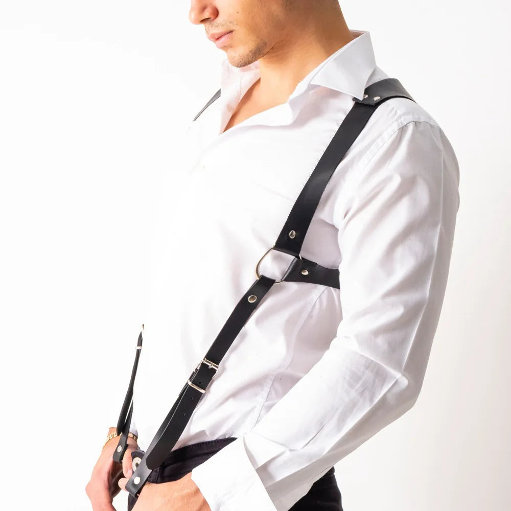 Men's Leather Bracers Harness Suspender Belts