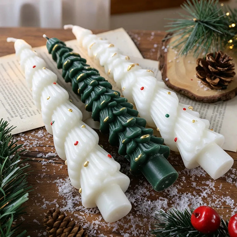 Christmas Tree Taper Candle Pine Tree Candlestick Xmas Dinner Table Decor