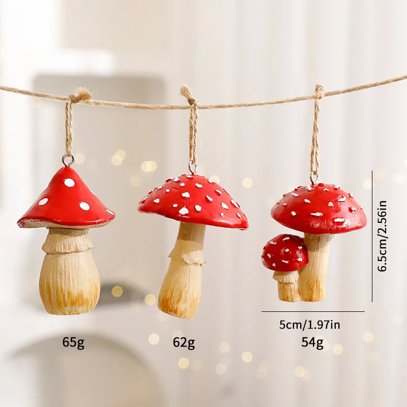 1/3Pcs Red Mushroom Christmas Tree Hanging Ornaments