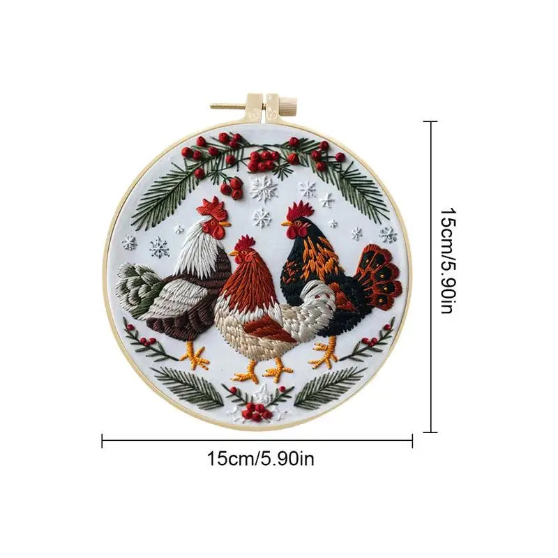 Christmas Roosters DIY Embroidery Kit