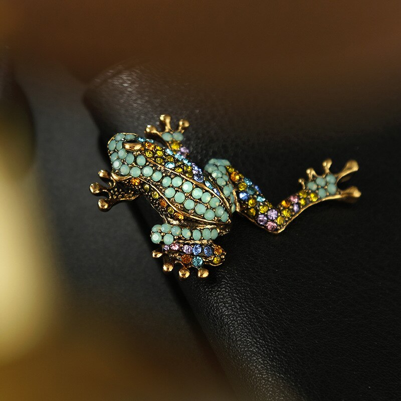 Rainbow Crystal Frog Brooch