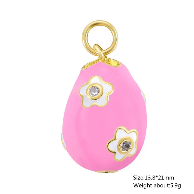 Enamel Easter Egg Pendants 18K Gold Plated Charms For DIY Earrings Necklaces Jewellery Making