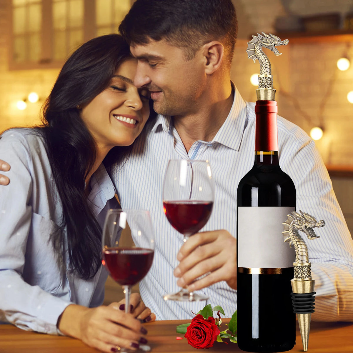 2-in-1 Dragon Head Wine Stopper and Bottle Opener Home Bar Bottle Saver Gift Idea