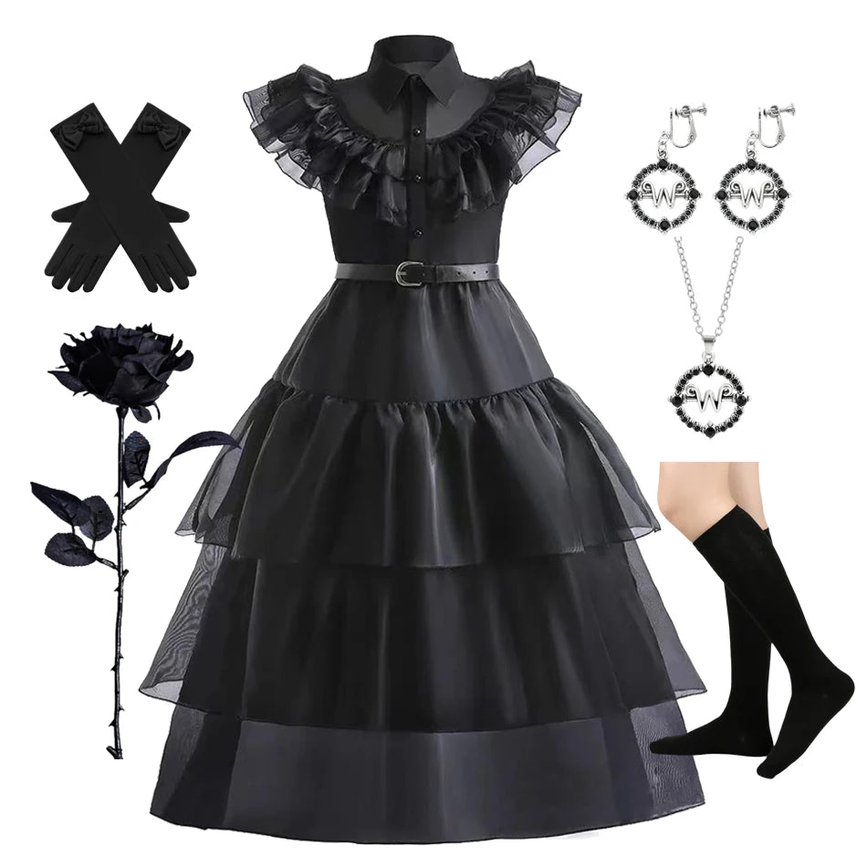 Wednesday Costume Sets Girls Halloween Cosplay Costume Dress