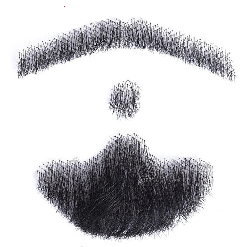 Invisible Fake Mustache Beard Trimmable Theatrical Facial Hair for Men
