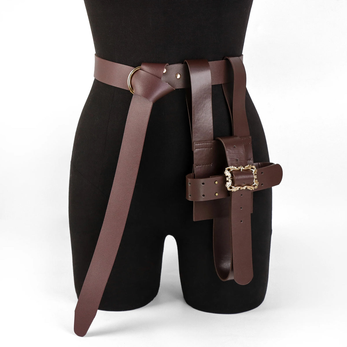 Book Straps 2Pcs Distressed PU Multi-Bind Adjustable Wide Belt Set Medieval Mage Wizard Alchemist Cosplay