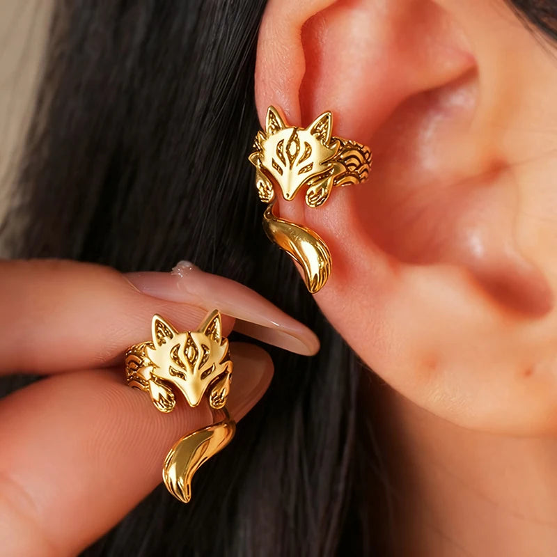 Fox Ear Cuffs Non-piercing Clip Earrings