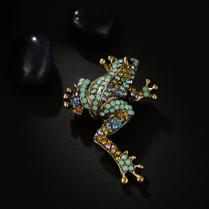 Rainbow Crystal Frog Brooch