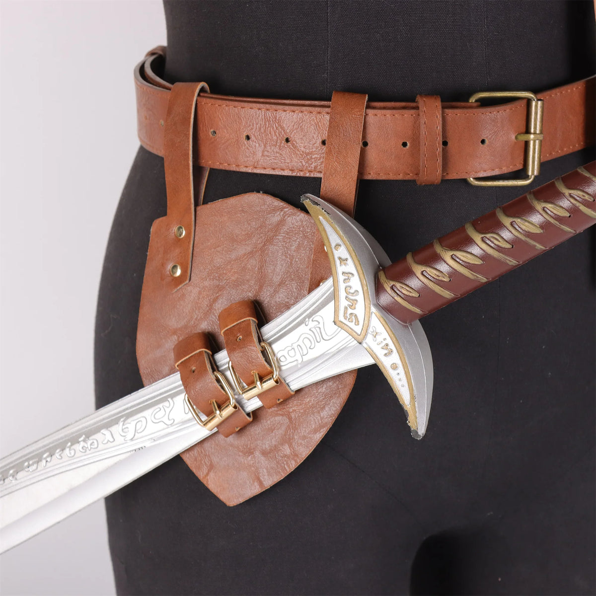 Medieval Leather Belt Copper Coin Scabbard Waist Bag Renaissance Cosplay