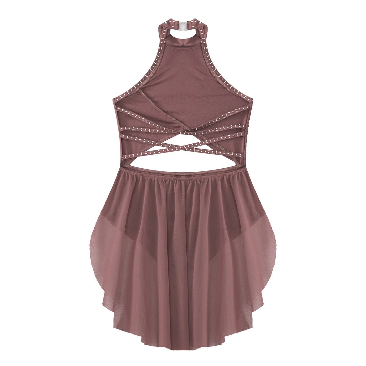 Girls Dance Performance Rhinestone Fringed Dress Figure Ice Skating Dancewear