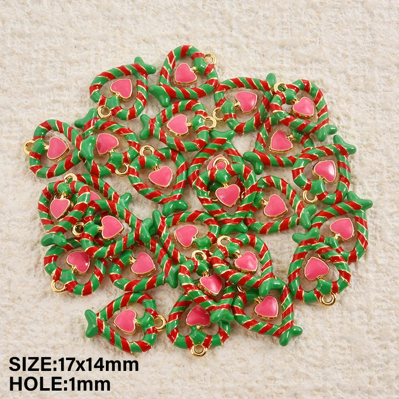 5pcs Christmas Charm Enamel Apple Socks Bell DIY Pendant Charms For Jewelry Making Keychain Earrings Bulk Handmade Material Gift