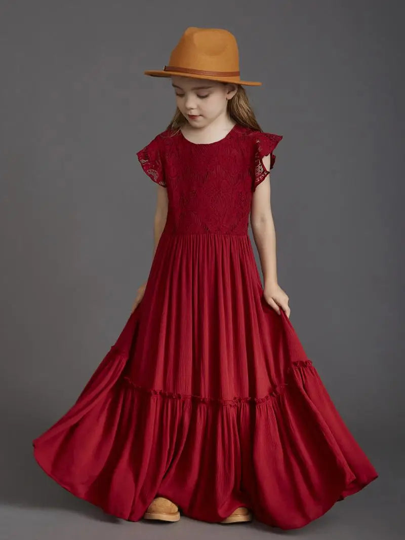 Flower Girls Lace Maxi Photo Shoot Dress