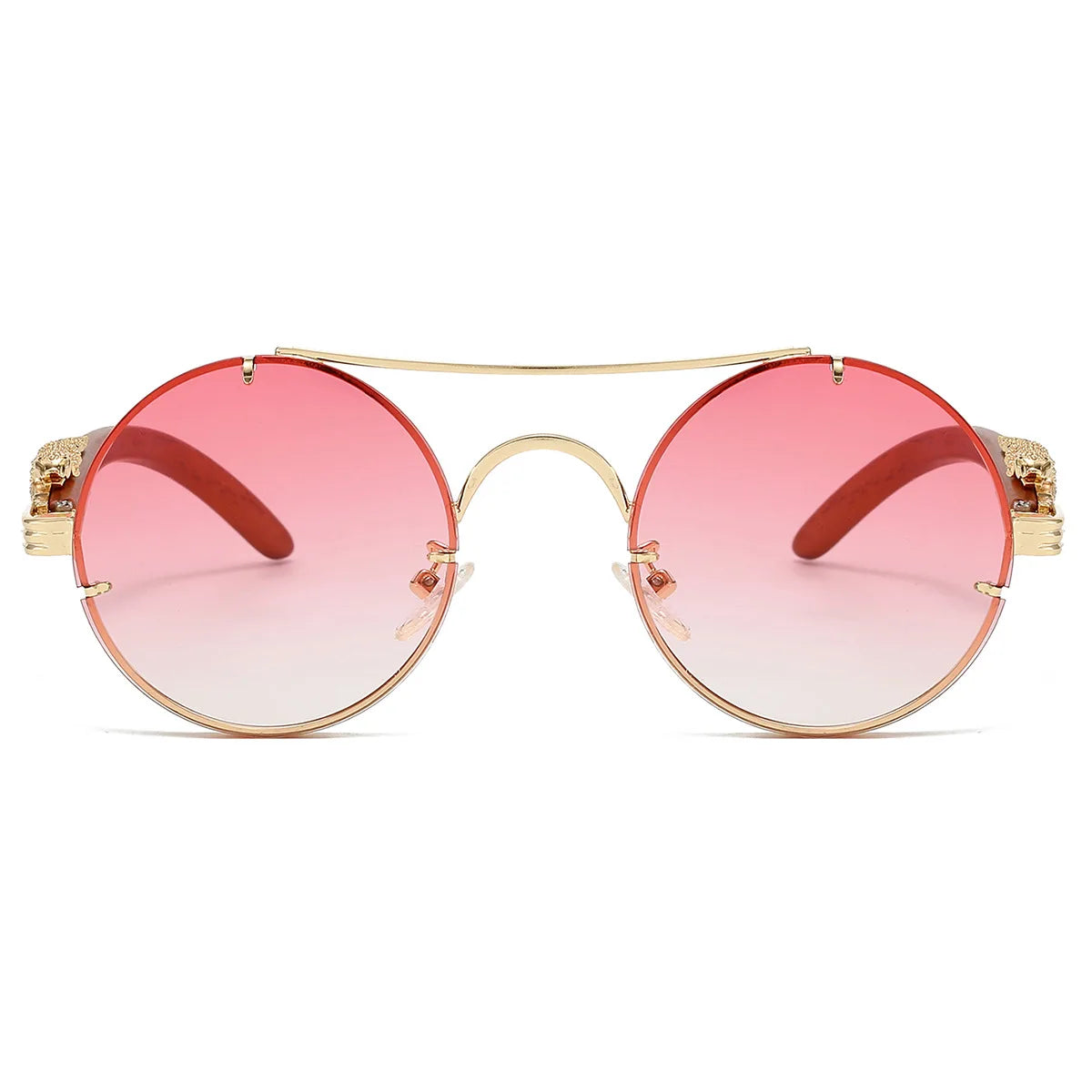 Round Retro Cape Sunglasses Double Bridge