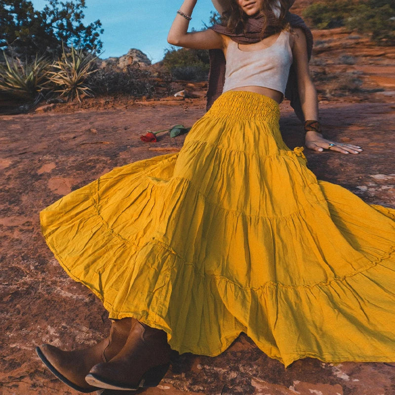Flower's Cotton Maxi Skirt