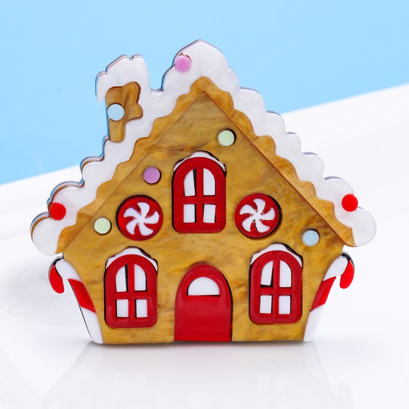 Ginger Bread House Christmas Acrylic Brooch