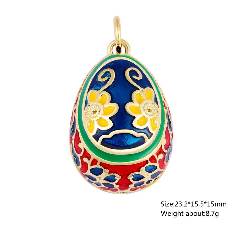 Enamel Easter Egg Pendants 18K Gold Plated Charms For DIY Earrings Necklaces Jewellery Making