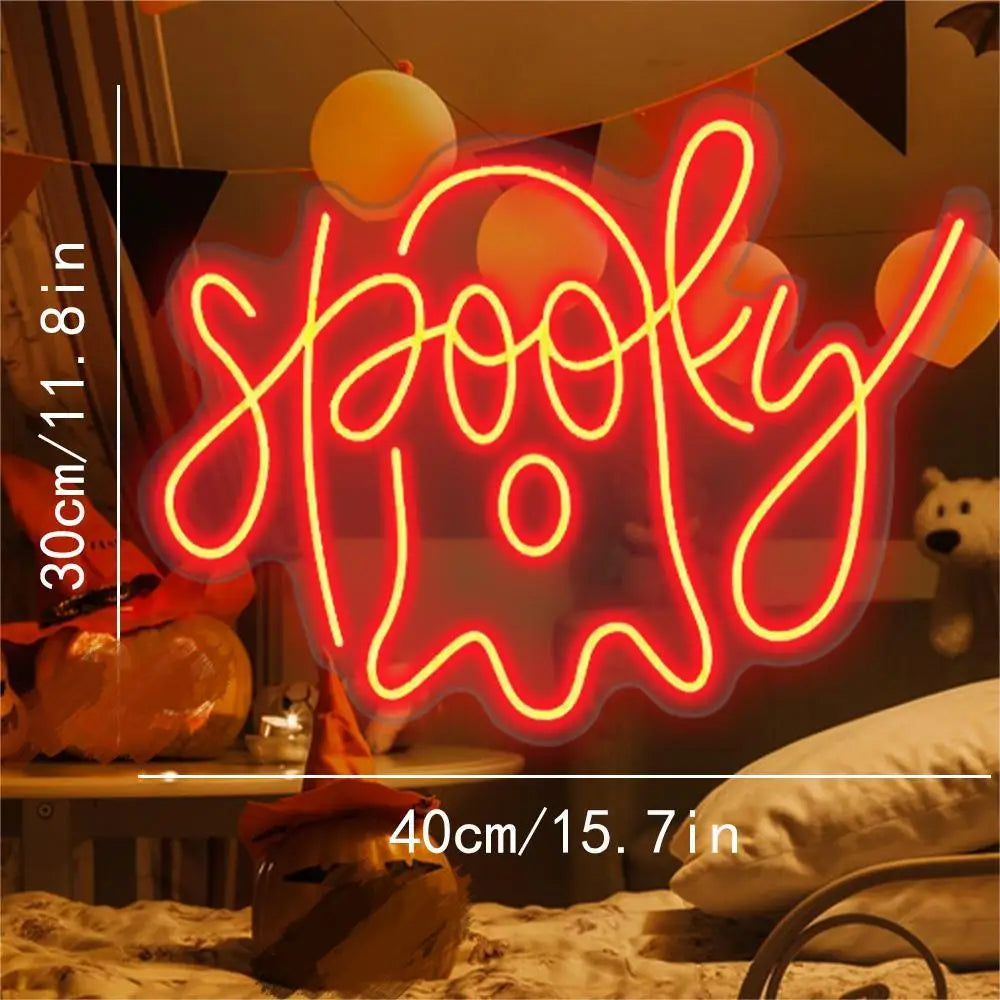 Cute Ghost Neon Sign Wall Decor Halloween Party LED Lights