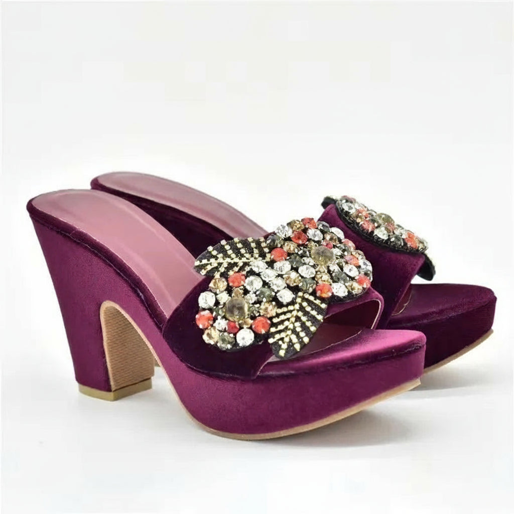 Gabby's Shoes Wedding Party Pumps with Rhinestone Platform Heels