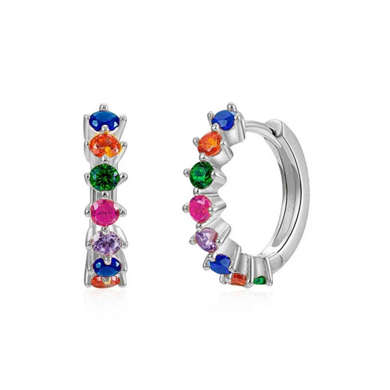 Colourful Zircon Gold Stud Earrings Mix'n'Match