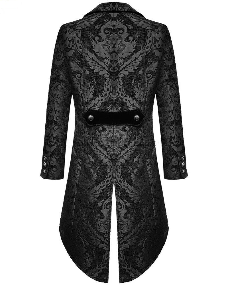 Mens Gothic Steampunk Tailcoat Medieval Brocade Damask Jackets
