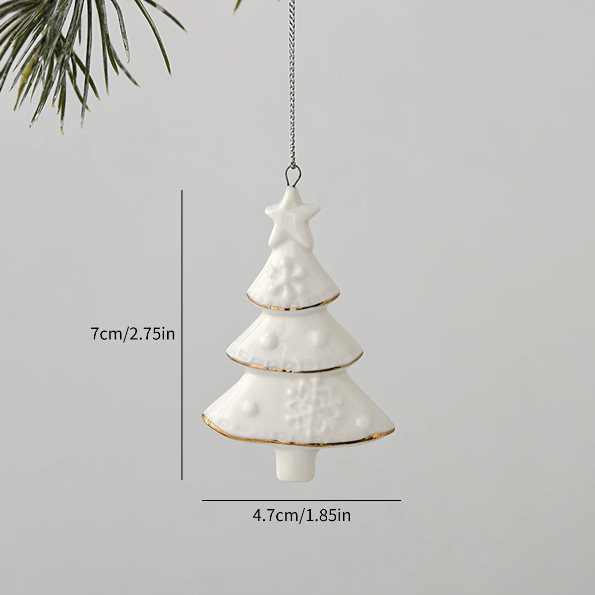 White Ceramic Christmas Tree Ornaments Snowman Reindeer Xmas Hanging Decor