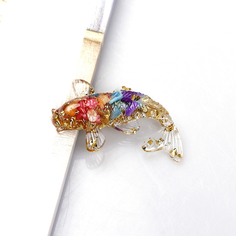 Pretty Koi Fish Ornaments Natural Crystal Decor