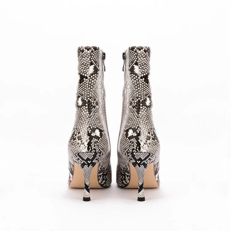 Sssseriously Ssssasssy Sssshort Boots Black Red Snake Ankle Boots