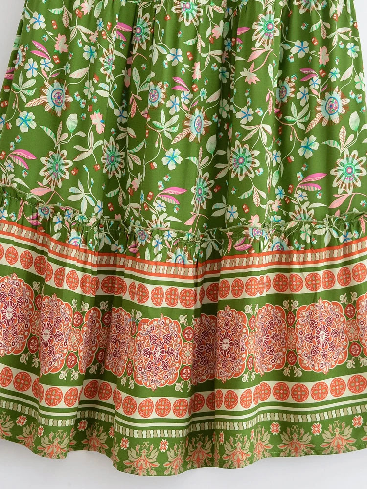 Franny's Wild Floral Print Boho Skirt with Pockets